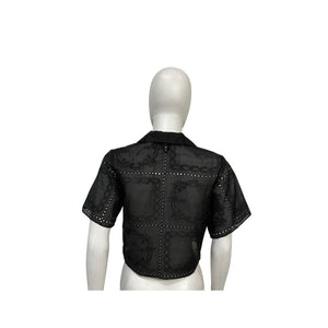 Helsa 'Handkerchief' Black Lyocell Camp Shirt Size XS