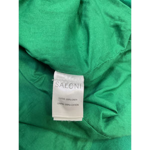 Saloni 'Halle' Green Scallop-Neck Cutout Linen Mini Dress Size 4