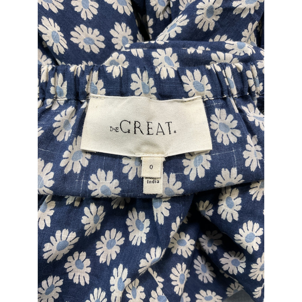The Great 'The Curtsy' Blue Cotton Floral Midi-Skirt Size 0