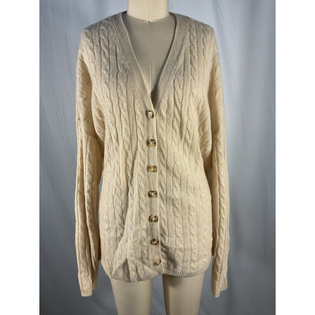 Reformation 'Giusta' Beige Cashmere Oversized Cashmere Cardigan Size S