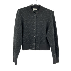Sandro 'Sequined' Black Polyamide Coatigan Size S