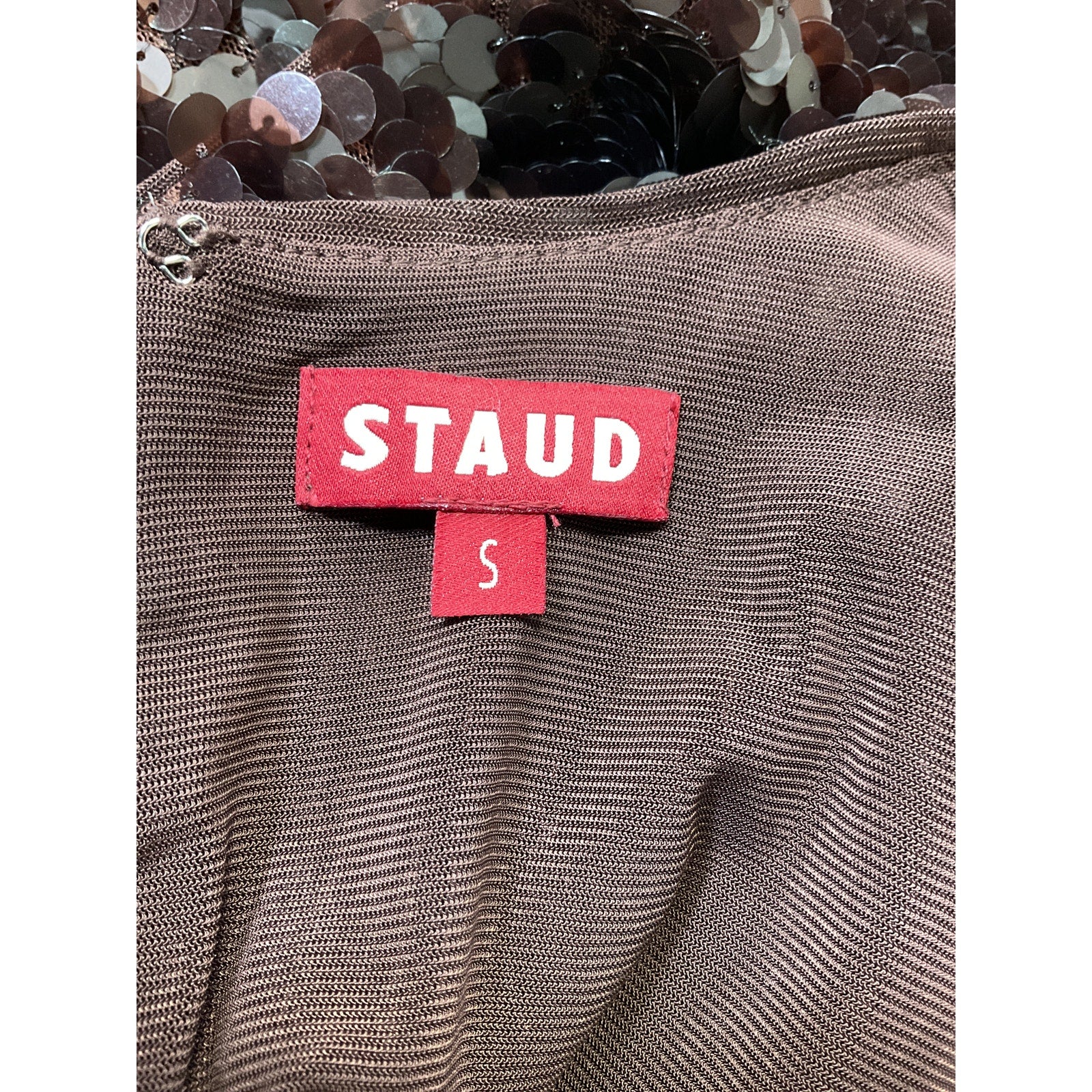 Staud 'Quincy' Brown Short Sleeve Top Size S