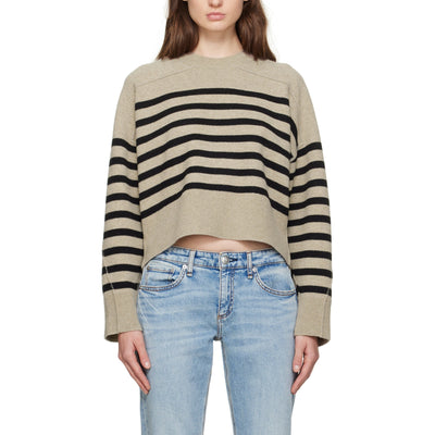 Rag & Bone Striped Beige Bridget Crewneck Sweater Size S