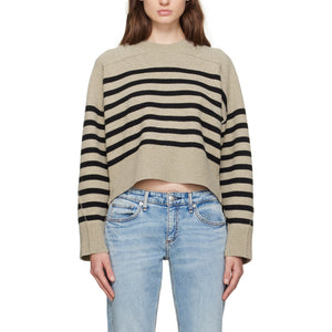 Rag & Bone Striped Beige Bridget Crewneck Sweater Size S
