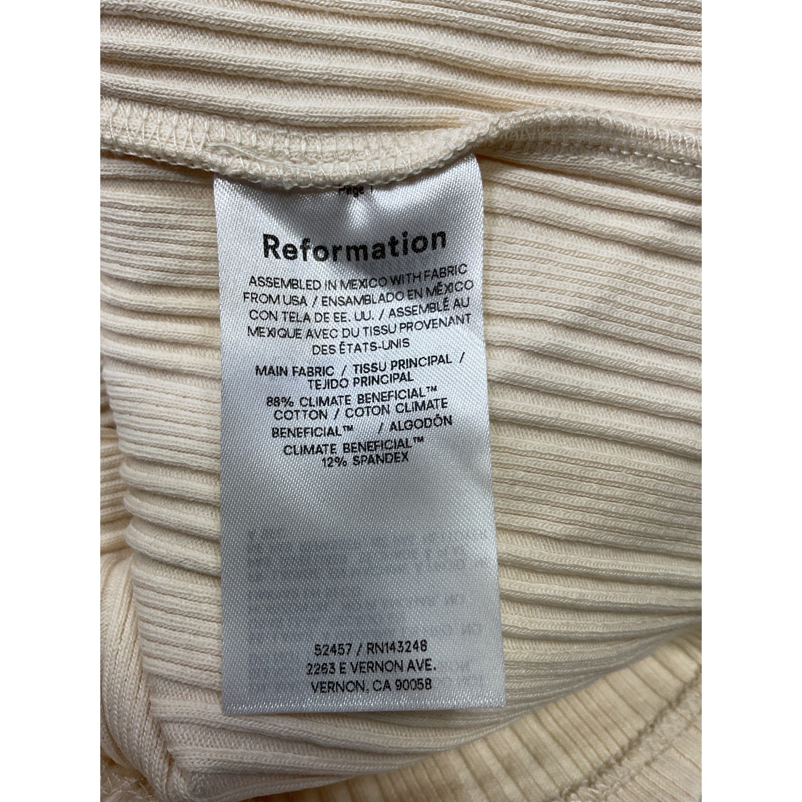 Reformation 'Delphina' White Cotton Knit Dress Size XL