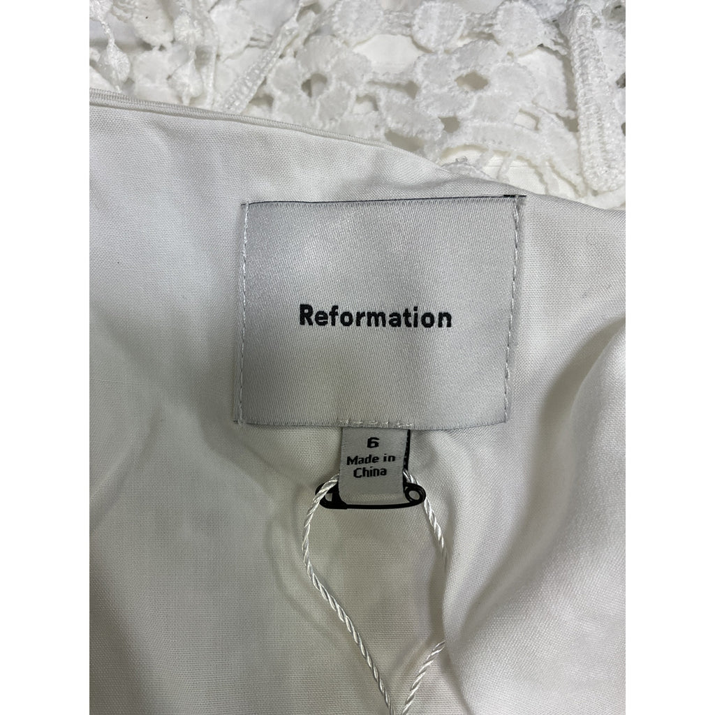 Reformation 'Savannah' White Polyester Low Waist Skirt Size 6