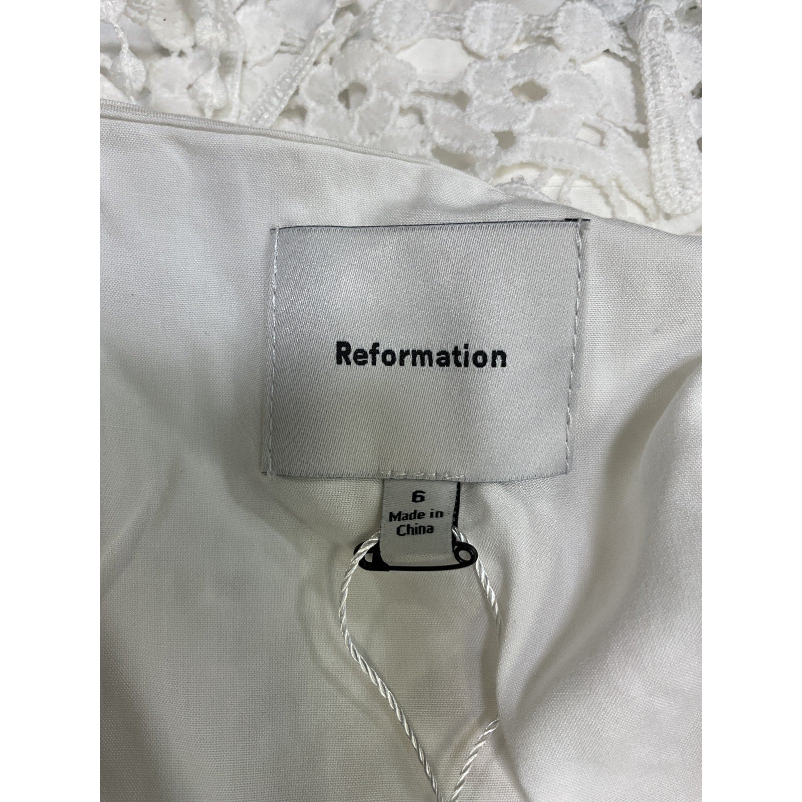 Reformation 'Savannah' White Polyester Low Waist Skirt Size 6