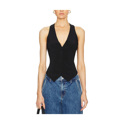 Norma Kamali Sleek Black Simple Vest Size XXS