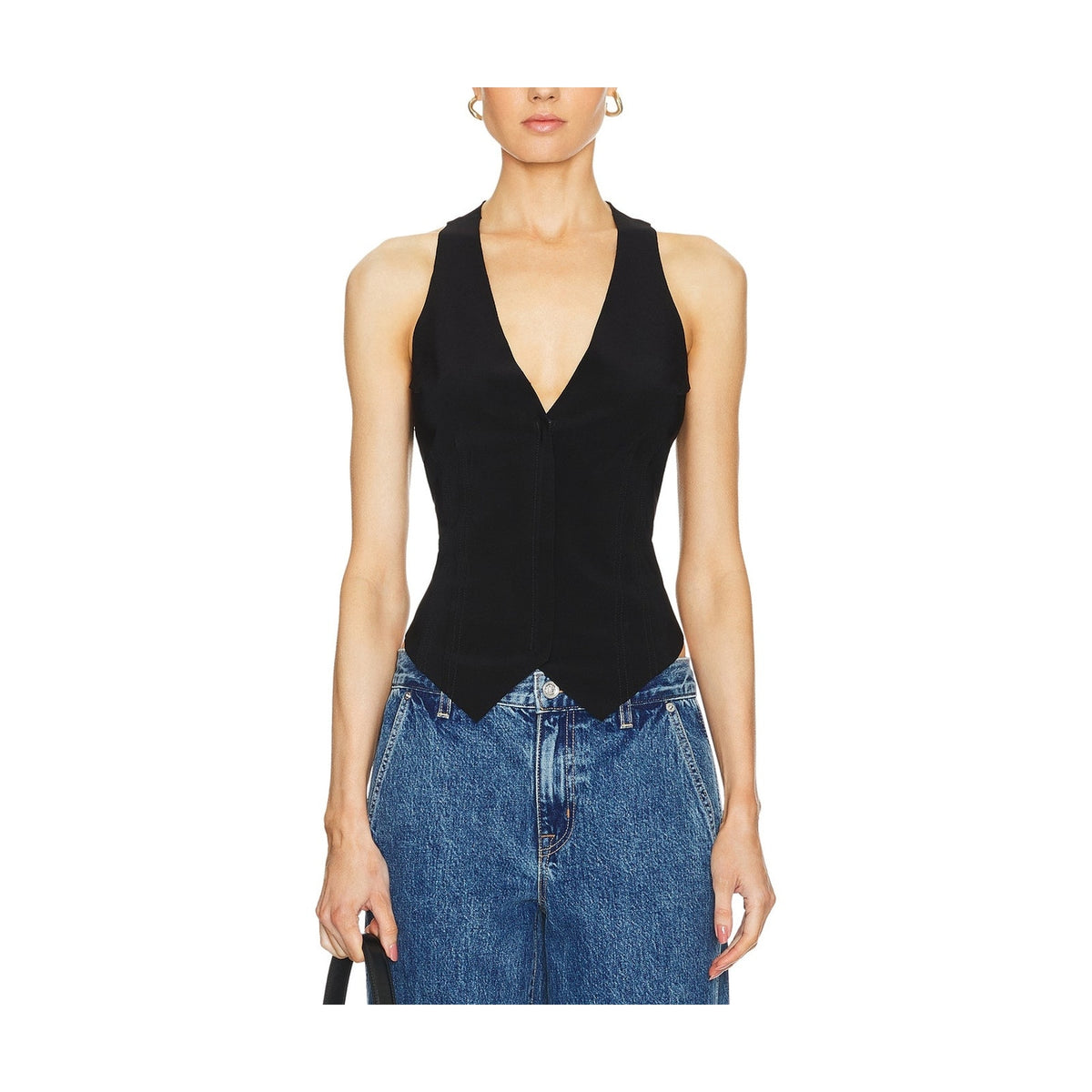 Norma Kamali Sleek Black Simple Vest Size XXS