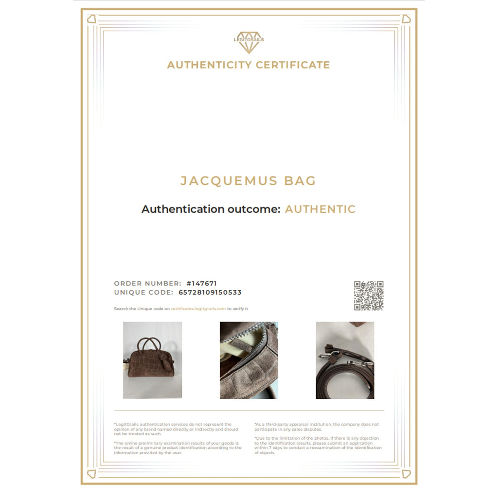 Jacquemus 'Le' Brown Cotton Petit Turismo Croc-Embossed Suede Top Handle Bag