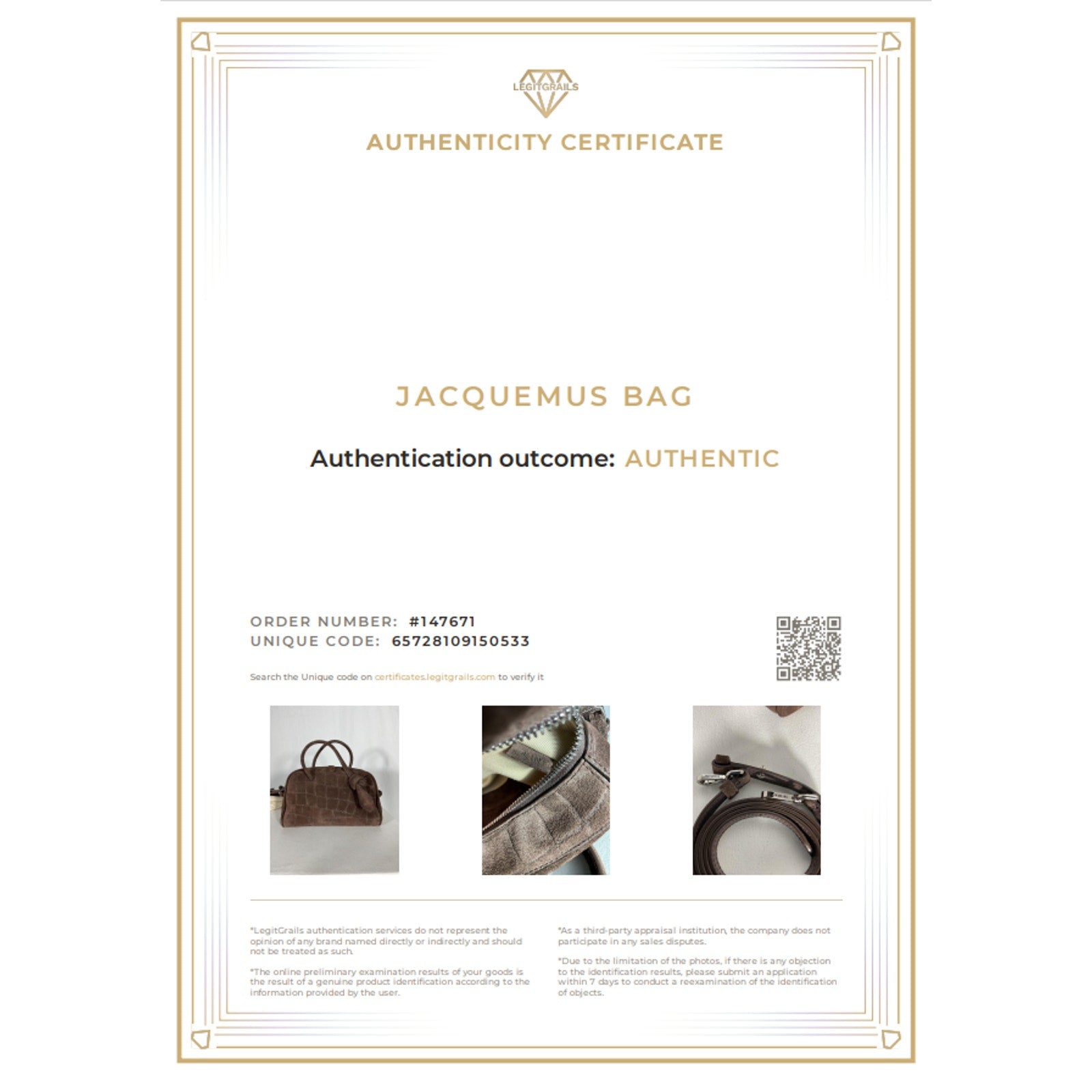 Jacquemus 'Le' Brown Cotton Petit Turismo Croc-Embossed Suede Top Handle Bag