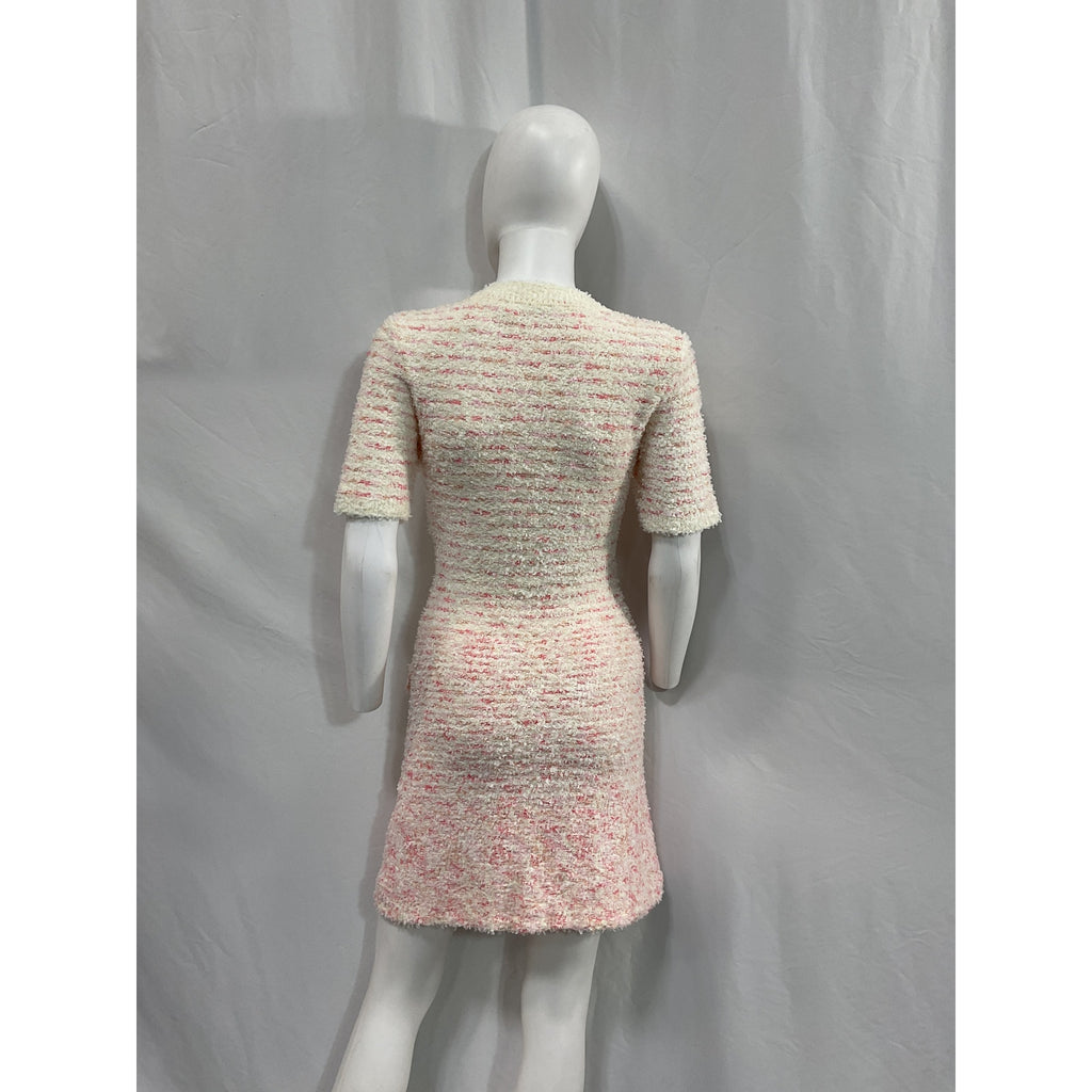 Self-Portrait 'Boucle' White Cotton Knit Mini Dress Size S