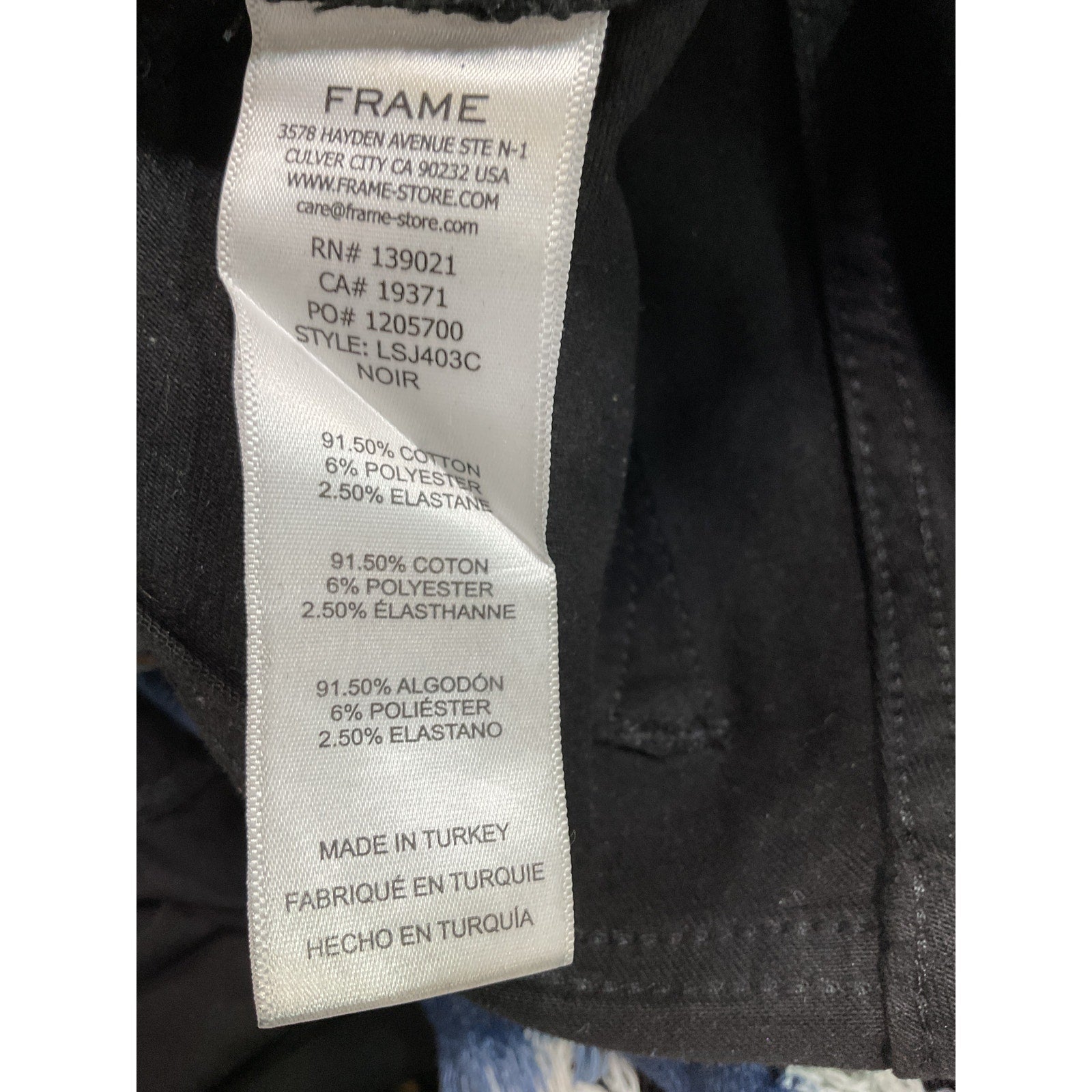 Frame 'Le Skinny' Black De Jeanne Coated Skinny Denim Jean Size 24