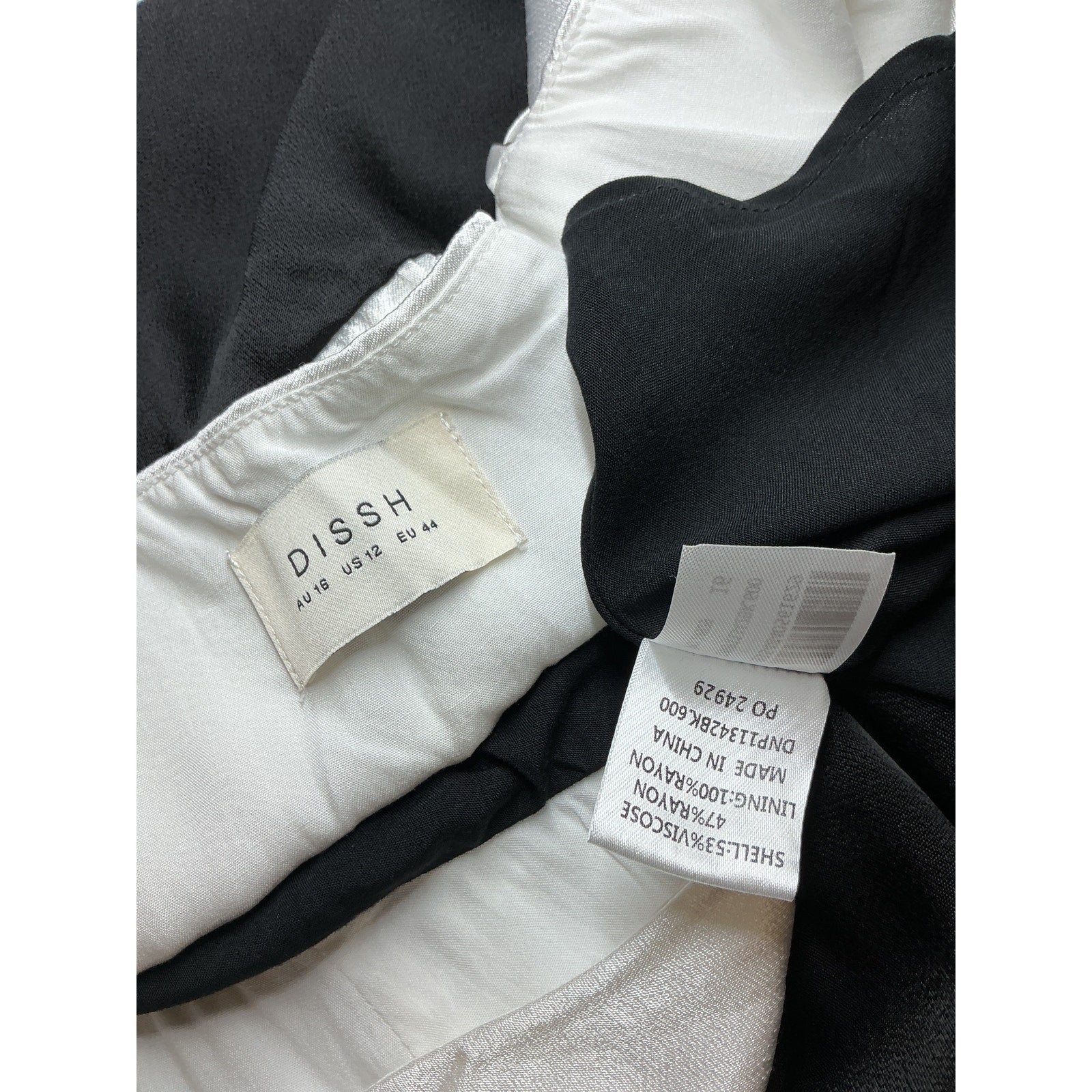 Dissh 'Milly' Black Viscose Satin Midi Dress Size 12
