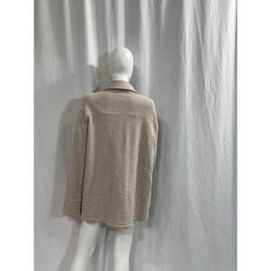 Vince 'Oversize' Tan Cotton Blend Knit Shirt Jacket Size L