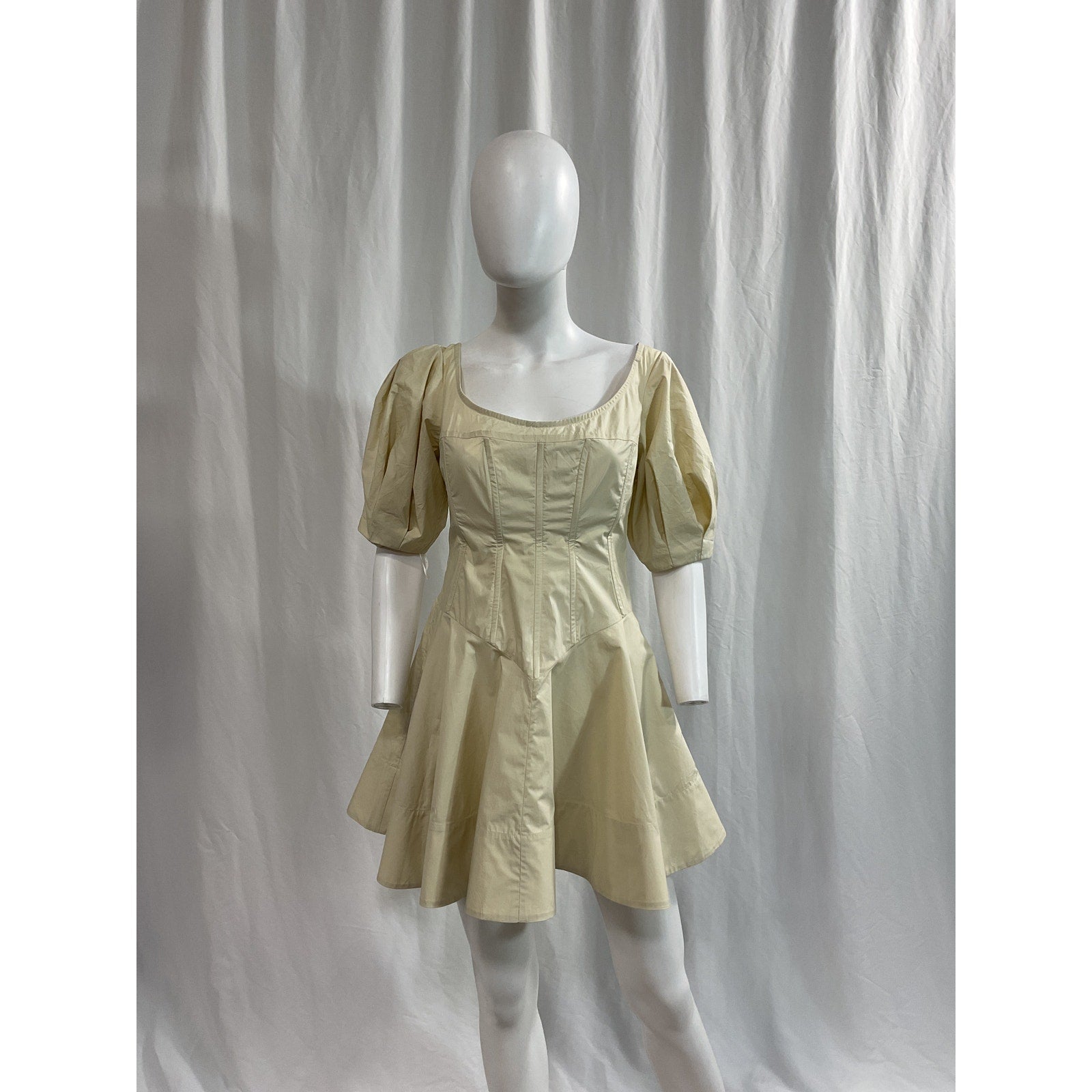 Helsa 'Poplin' White Poplin Sculptural Mini Dress Size M
