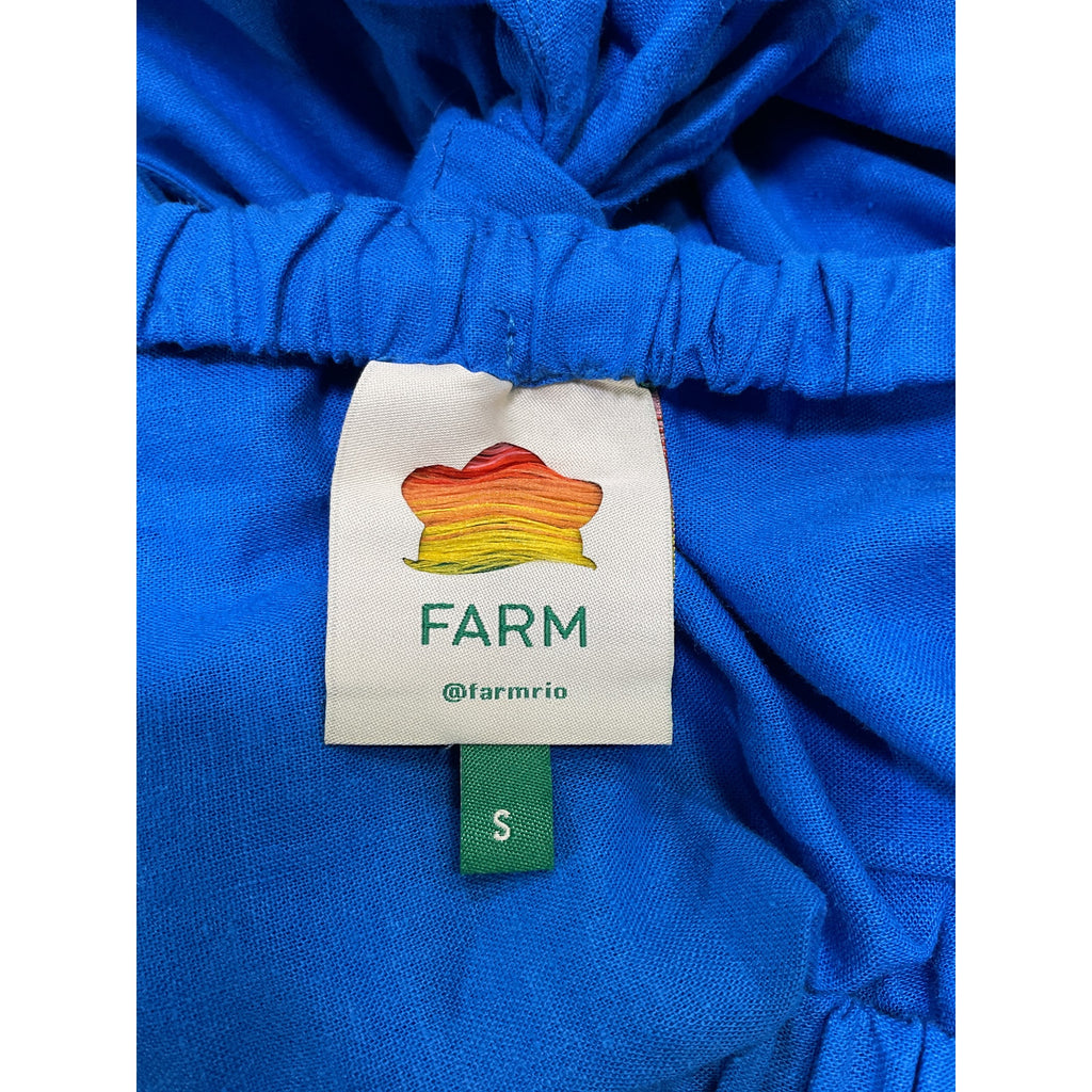 Farm Rio 'Knot' Blue Off Shouder Midi Dress Size S