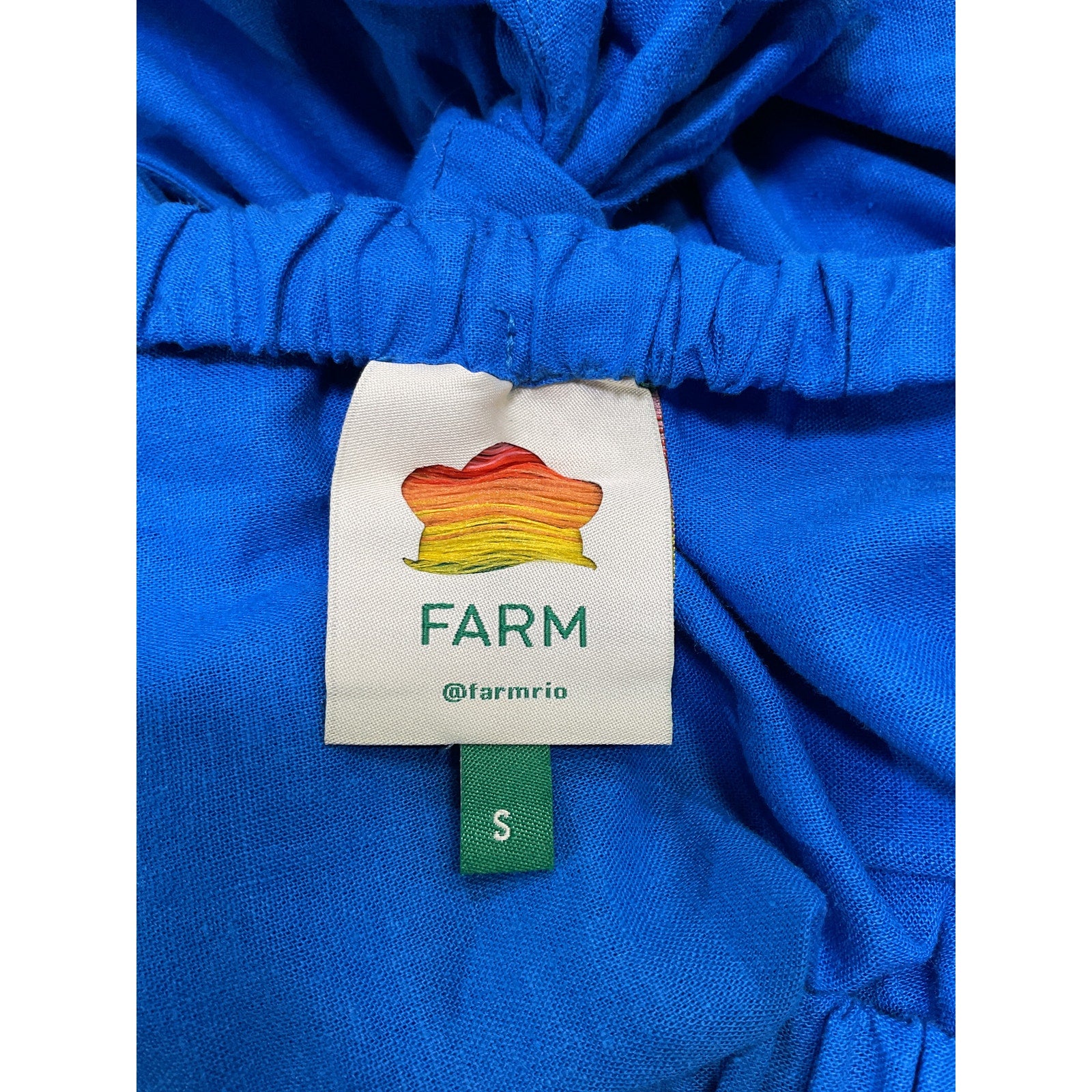 Farm Rio 'Knot' Blue Off Shouder Midi Dress Size S