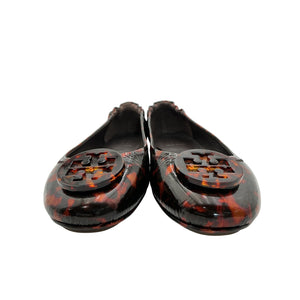 Tory Burch Tortoiseshell Brown Logo Medallion Ballet Flats Size 8.5 M