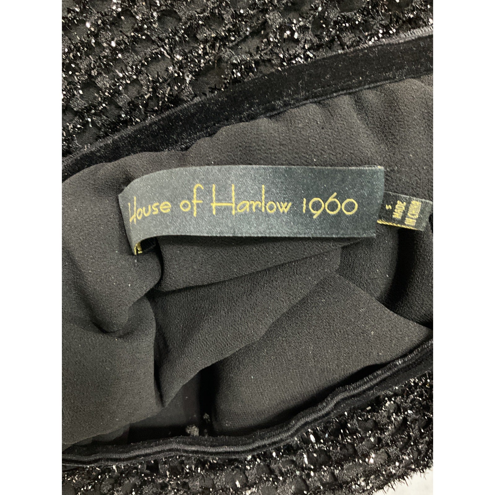 House Of Harlow 1960 'Meera' Black Baloon Sleeve Tinsel Top Size S
