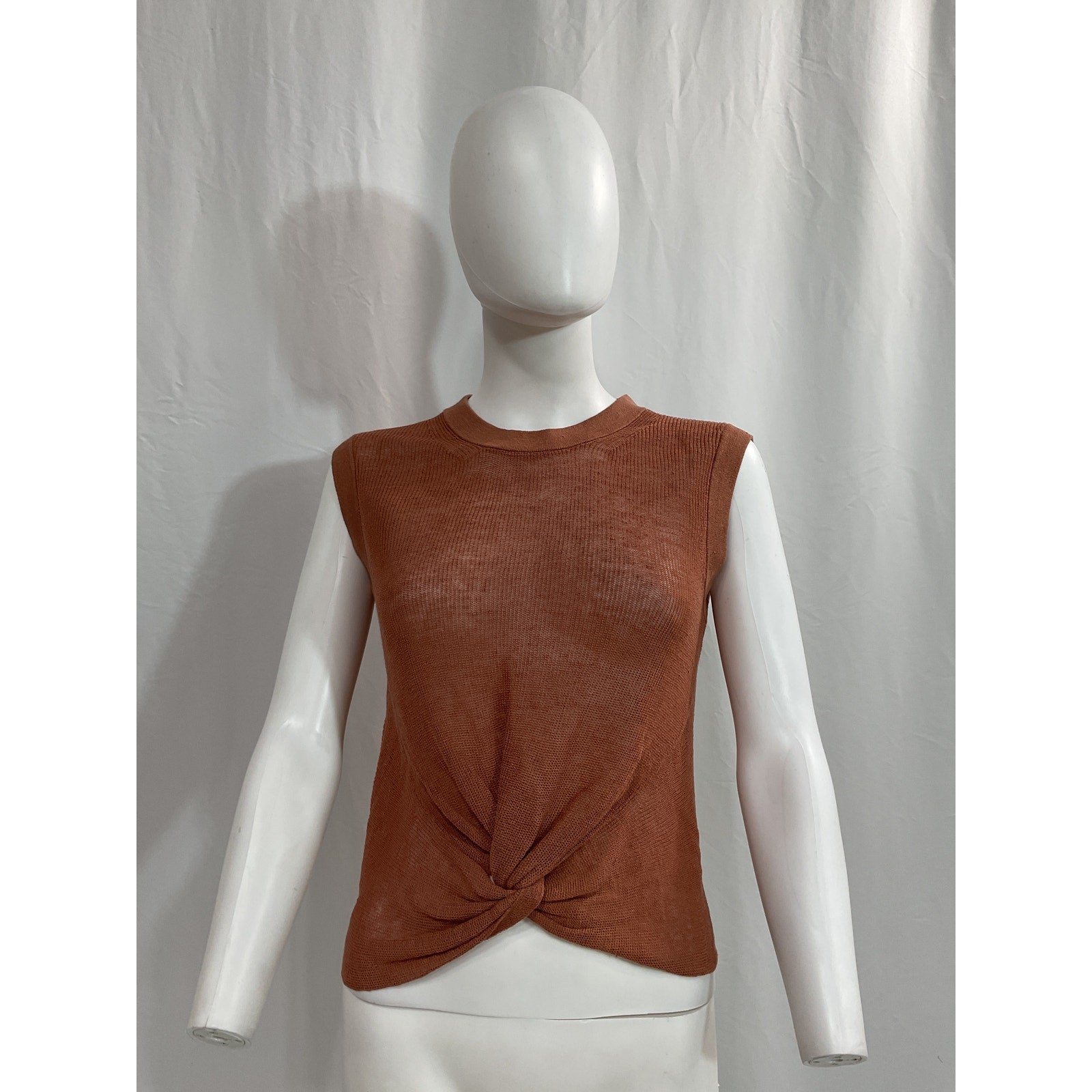 Veronica Beard 'Kellen' Brown Twist-Front Sleeveless Sweater Size XS