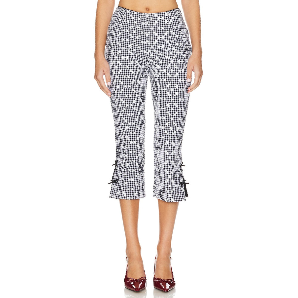 For Love & Lemons Embroidered Black Mimi Pants Size S
