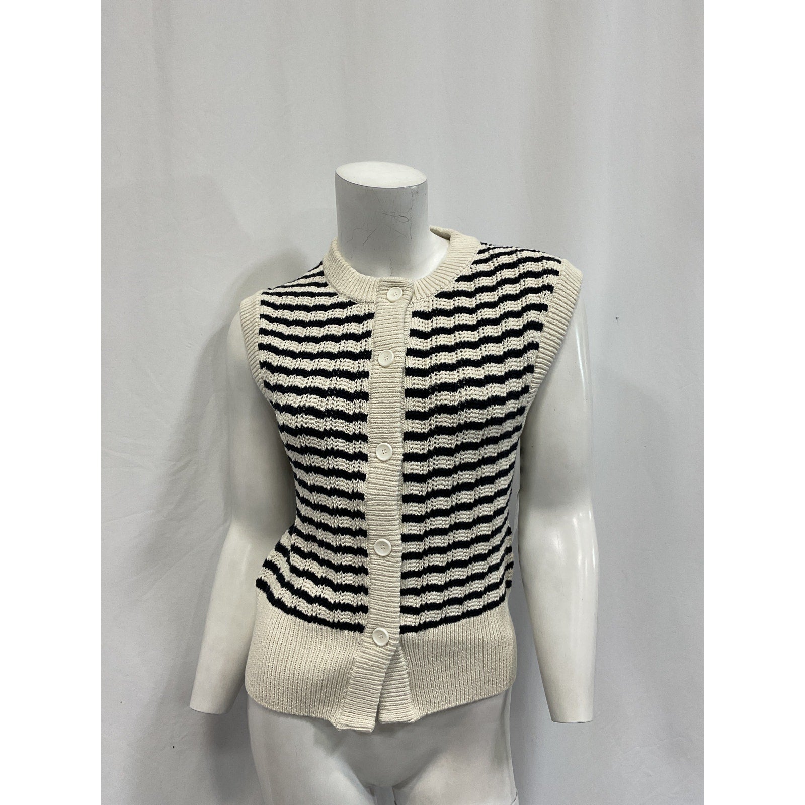 A.L.C. 'Margo' White Striped Knit Top Size M