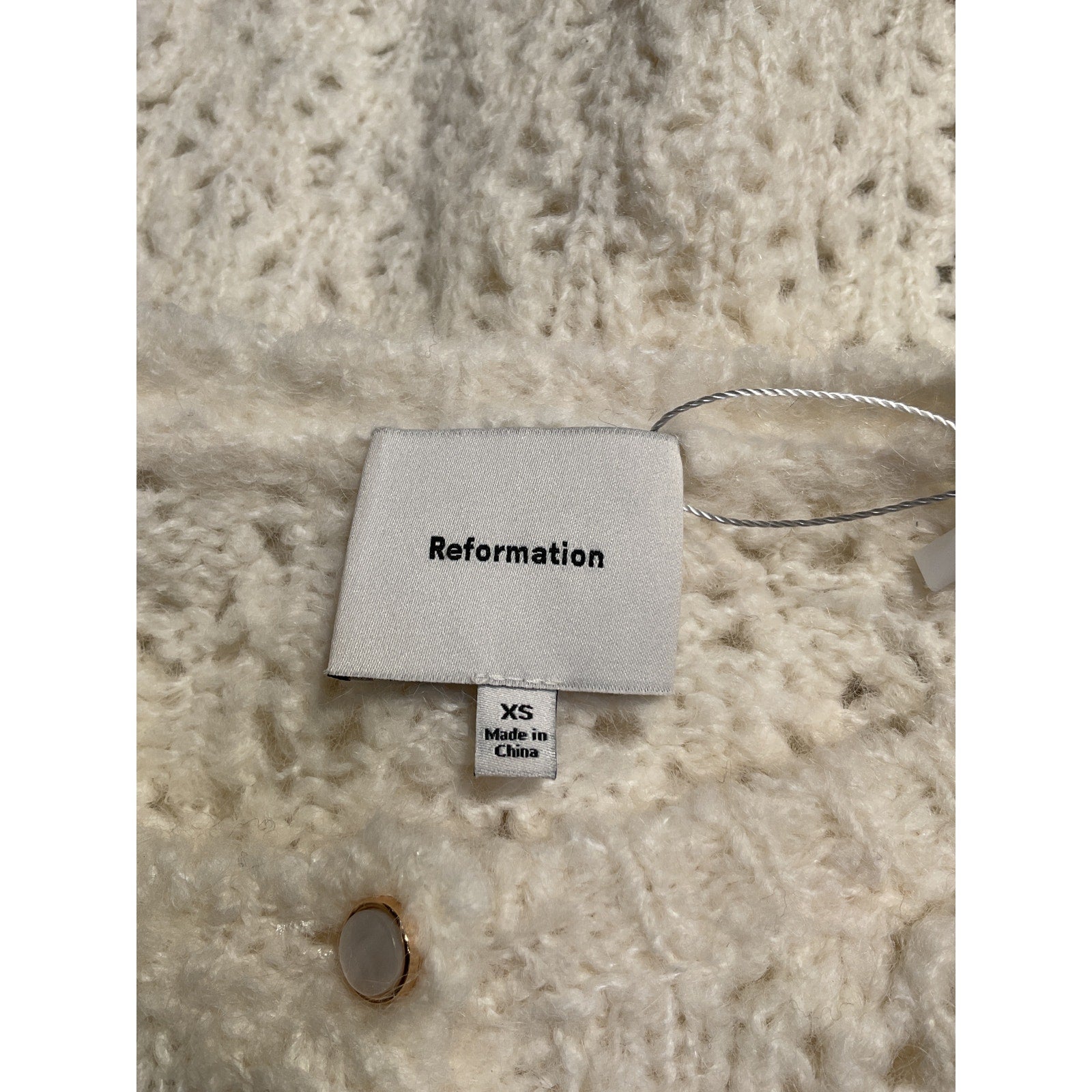 Reformation 'Clara' Cream Merino Wool Crew Cardigan Size XS