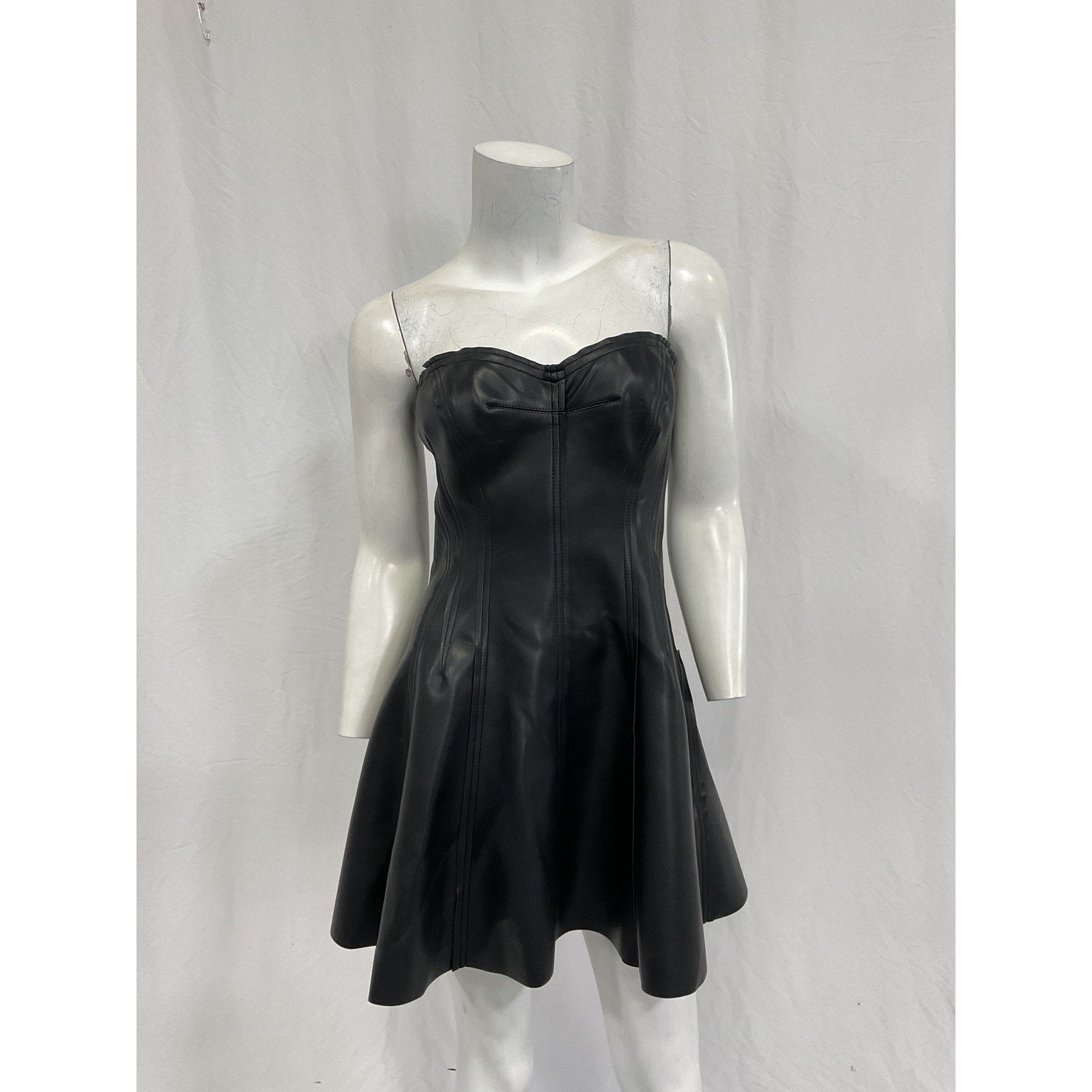 Norma Kamali Strapless 'Grace' Black Polyurethane Mini Dress Size M