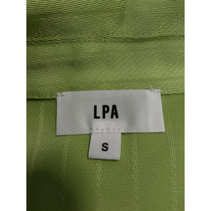 Lpa Green Satin Dress Shirt With Waist Tie Size S