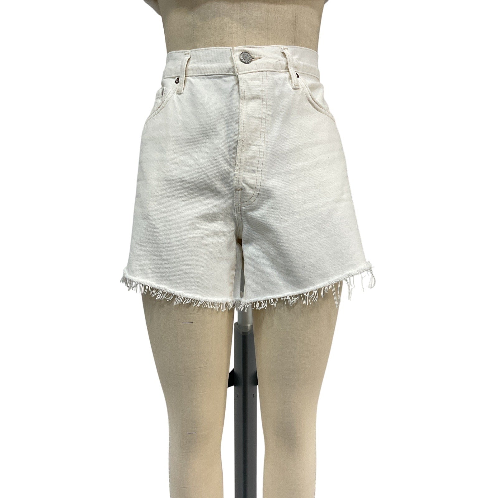 Agolde 'Parker' White Cotton Long Short Size 31