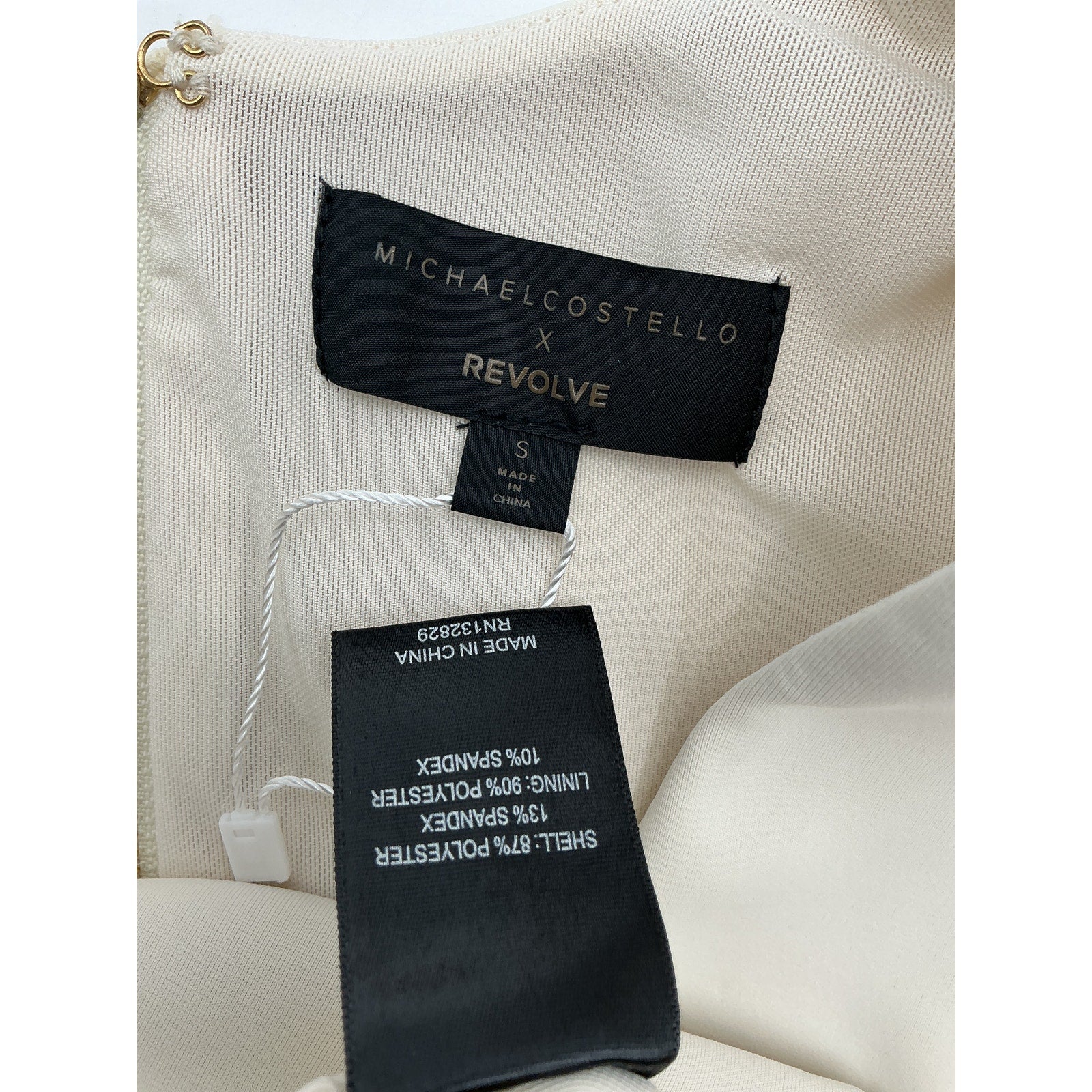 Michael Costello 'Elise' Cream Poly Mini Dress Size S