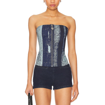 Miaou Structured Treading Blue Riley Corset Top Size XS