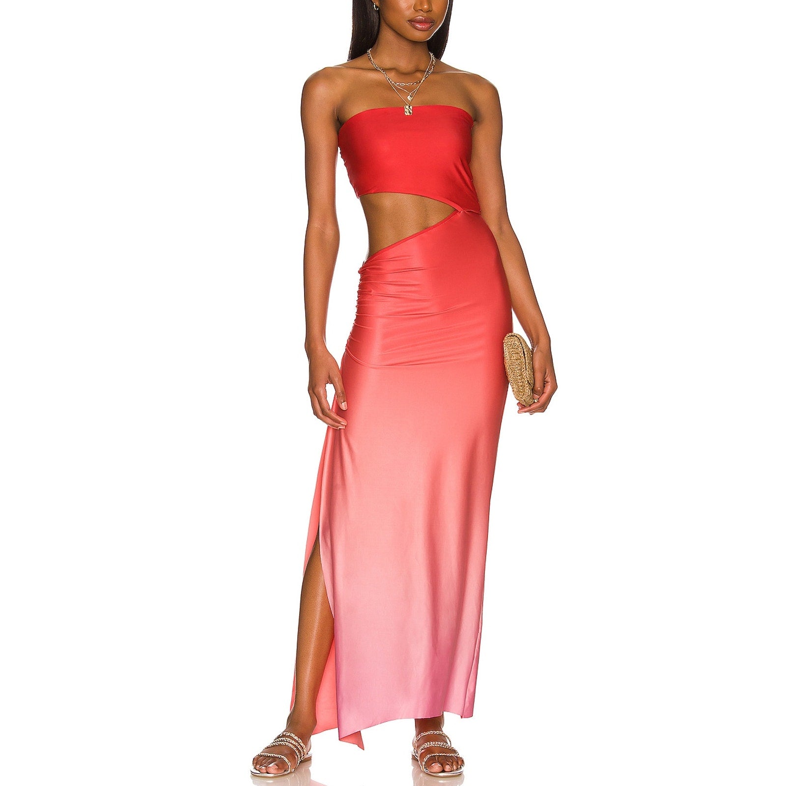 Agua Bendita Revolve 'Gwen' Red Back Cut Out Dress Size XS