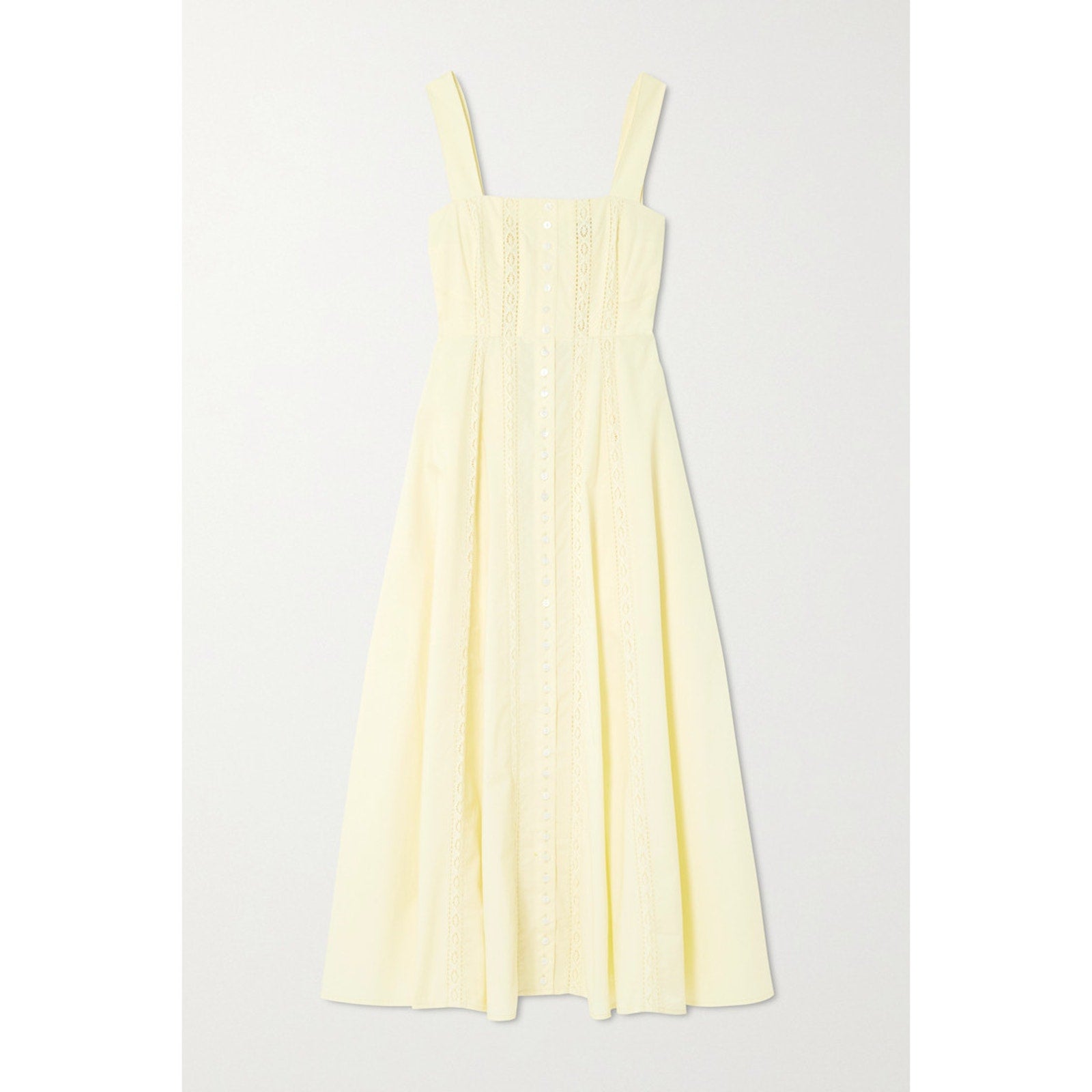 Faithfull The Brand 'Francesca' White Shirred Linen Midi Dress Size M