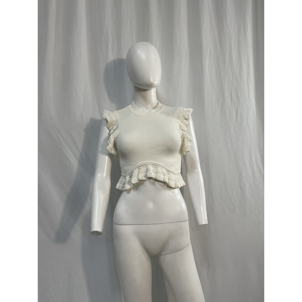 Tularosa 'Zanea' White Cotton Ruffle Top Size XS
