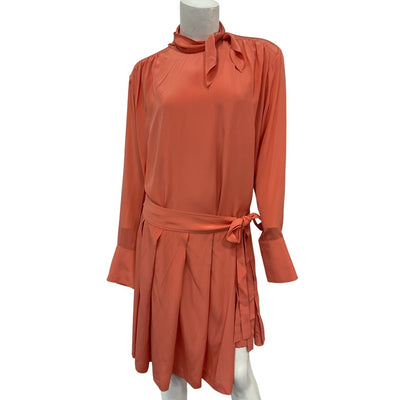 Victoria Beckham Pleated Peach Mini Dress Size Uk 12 / US 8