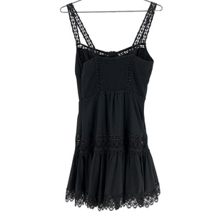 Charo Ruiz Lace-Trimmed Black Elodie Mini Dress Size S