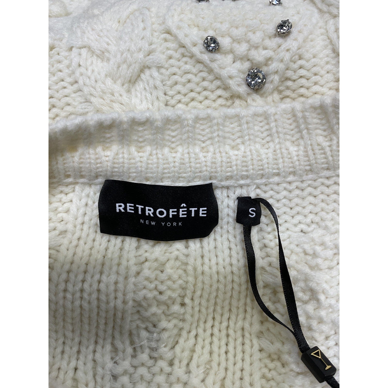 Retrofete 'Maple' White Acrylic Embellished Sweater Dress Size S - NWT