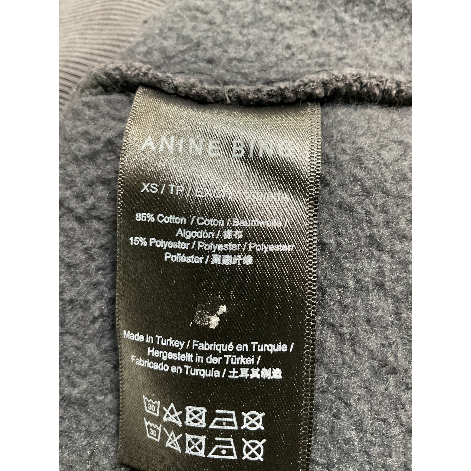Anine Bing 'Bradie' Black Cotton Drop Shoulder Logo Sweatshirt Bing Size XS