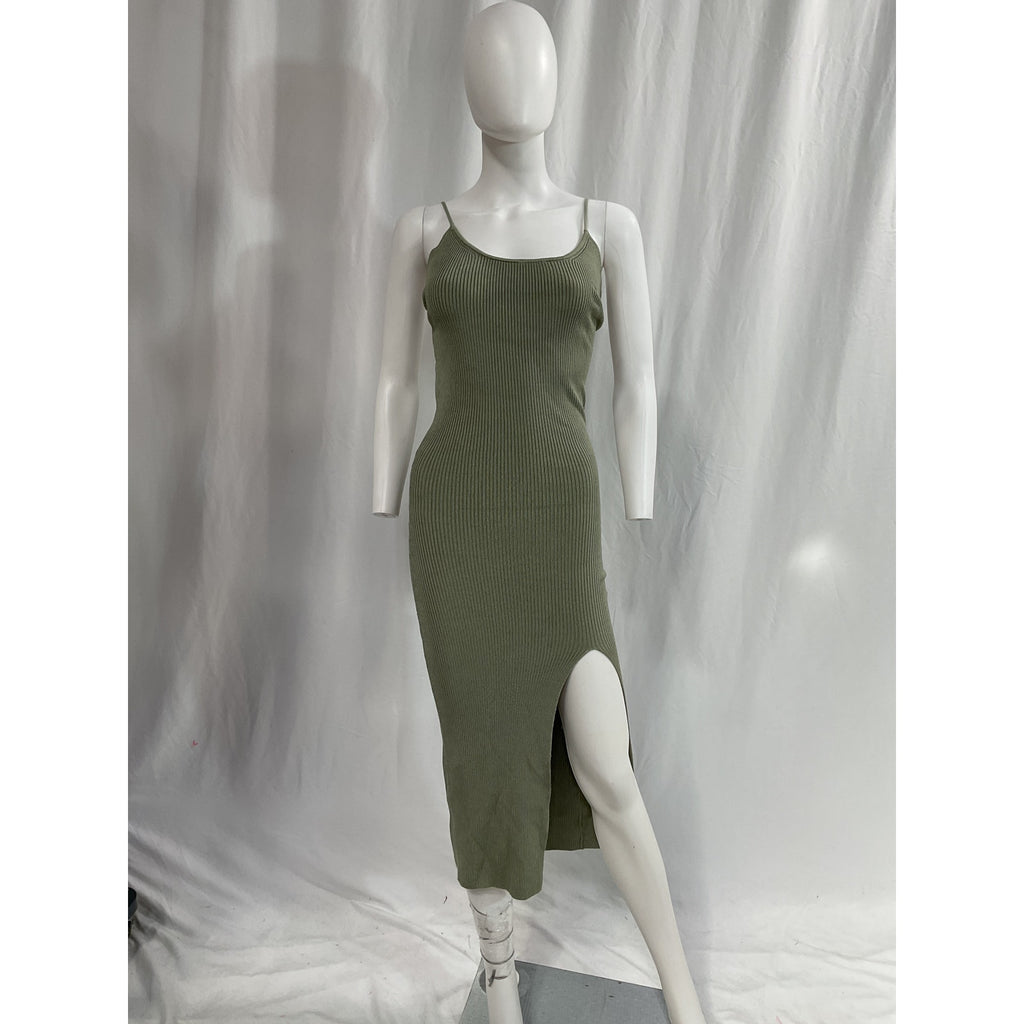 LPA 'Karter' Grey Knit Back Cut Out Midi Dress Size S