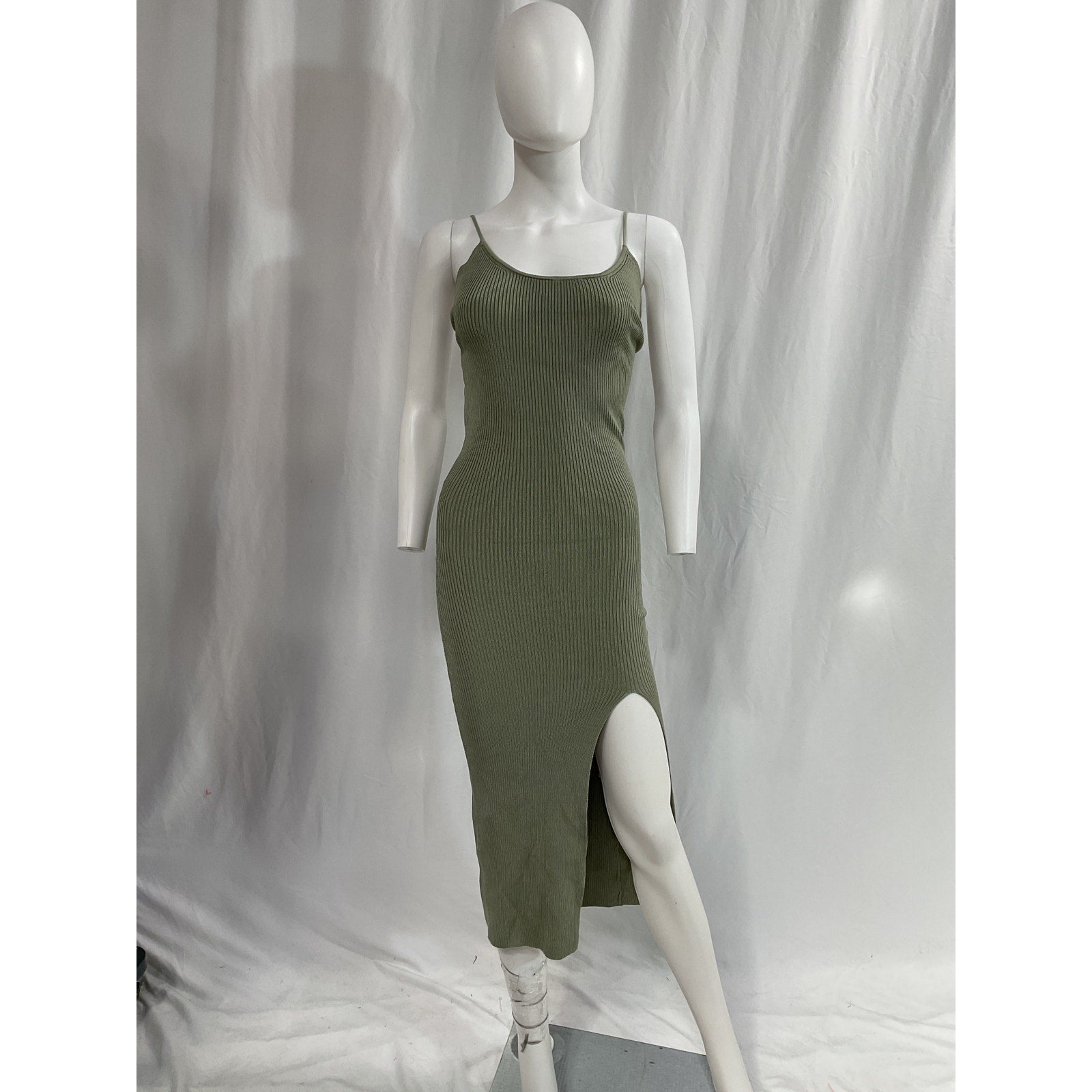 LPA 'Karter' Grey Knit Back Cut Out Midi Dress Size S
