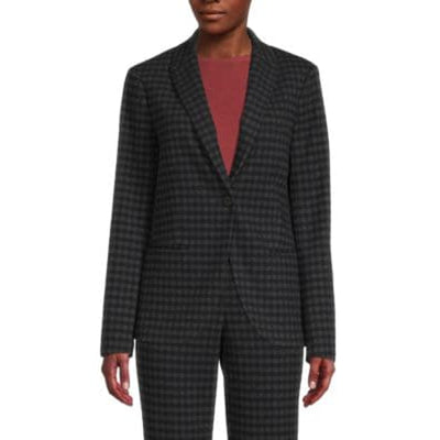 Theory 'Staple' Grey Polyester Gingham Blazer Size 6