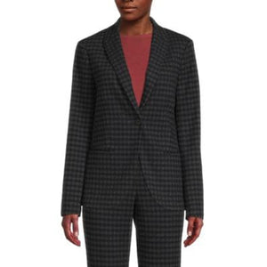 Theory 'Staple' Grey Polyester Gingham Blazer Size 6