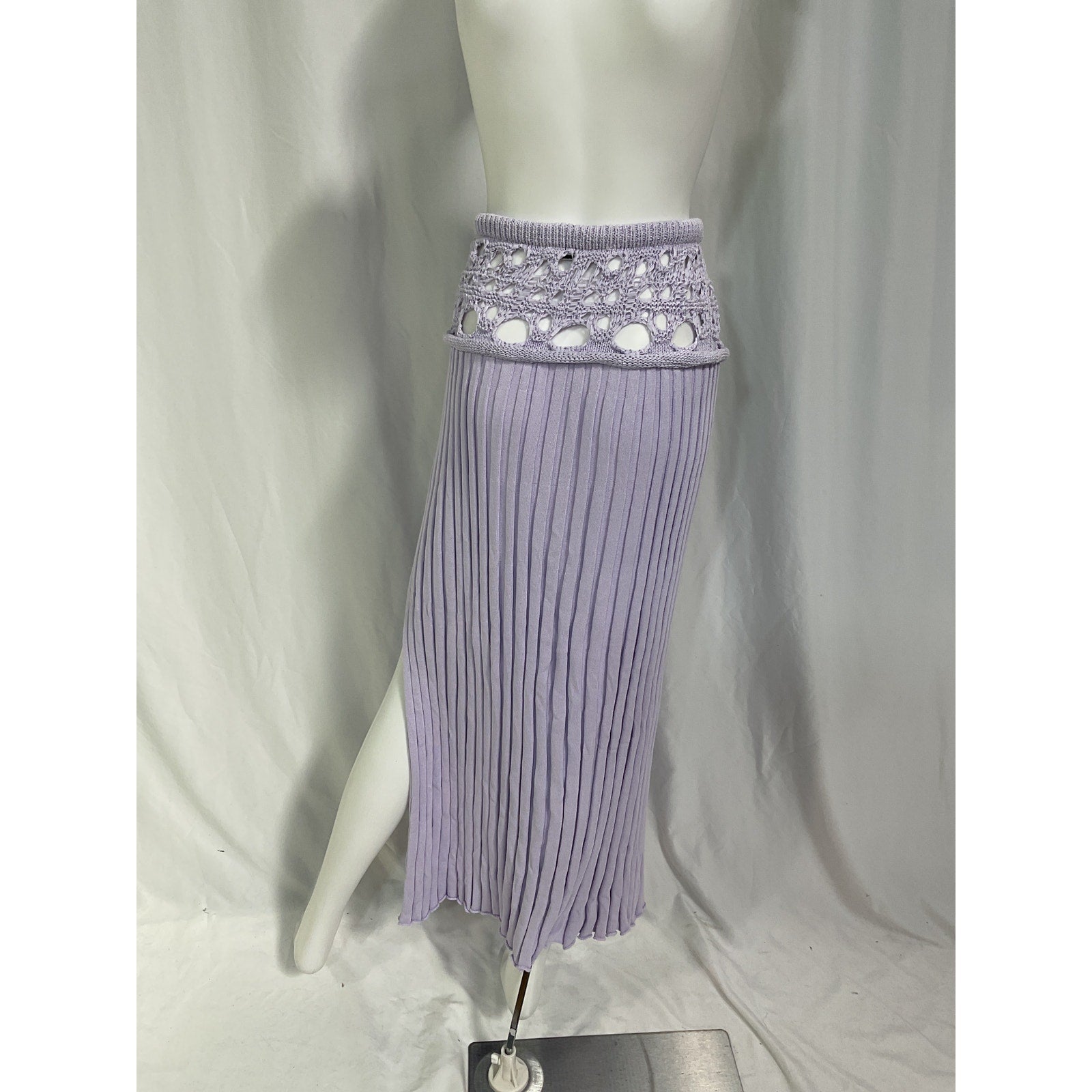 Christopher Esber 'Crochet' Purple Pleat Knit Skirt Size S