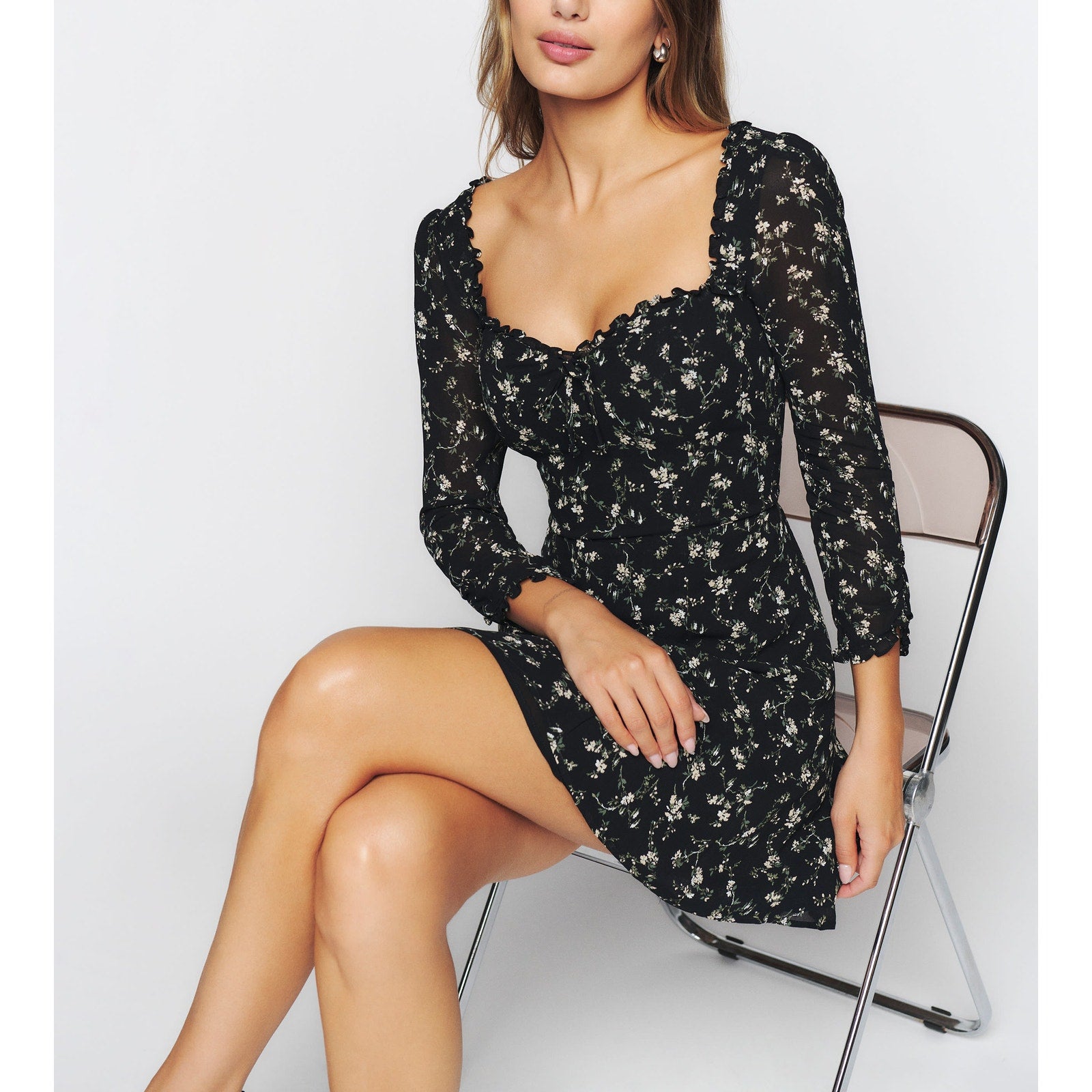 Reformation 'Remi' Black Viscose Dress Size 0