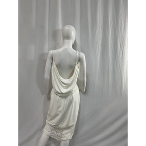 Tadashi Shoji 'Draped' White Sleeveless Lace-Trimmed Midi-Dress Size S