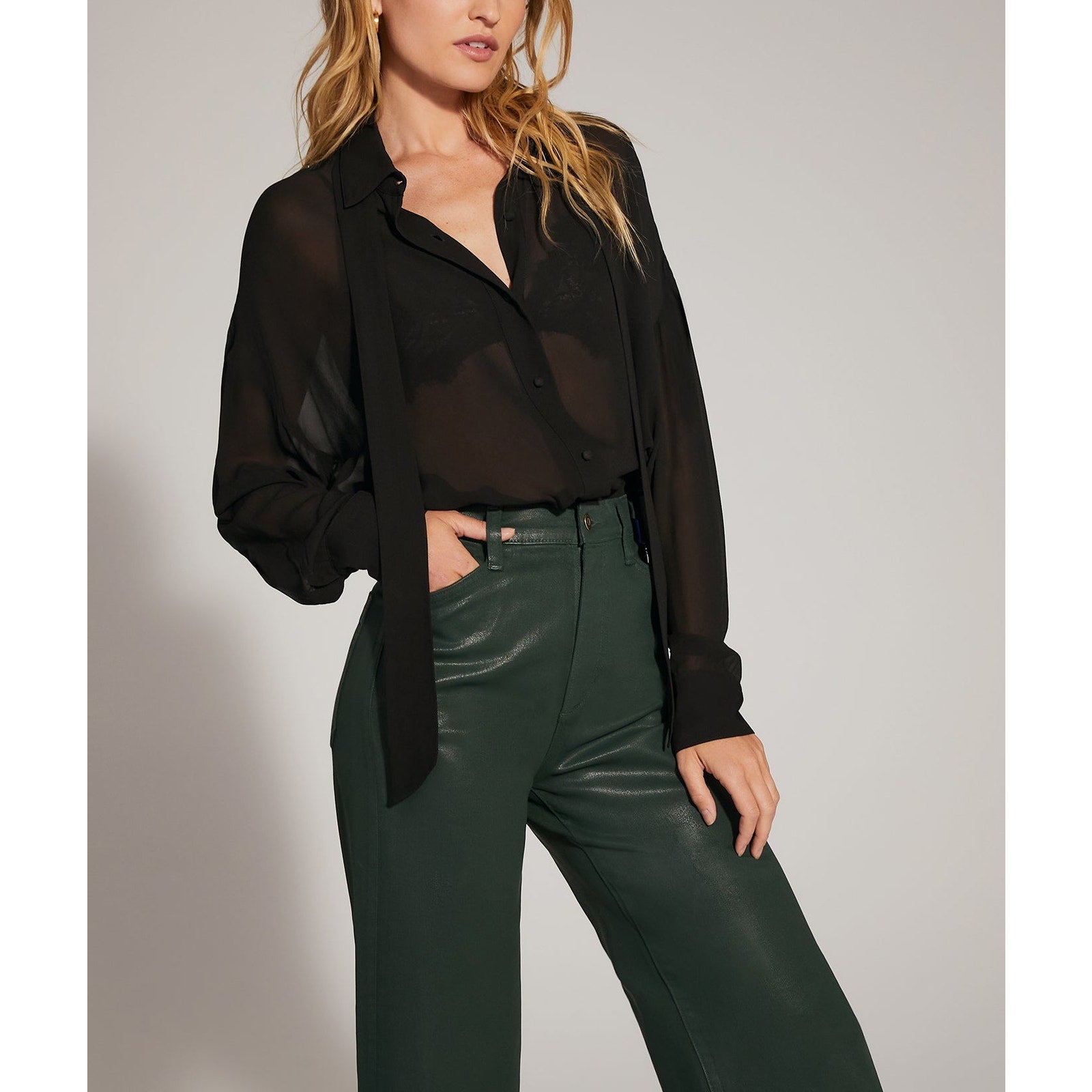 Favorite Daughter 'The Marie' Black Chiffon Top Size M - NWT