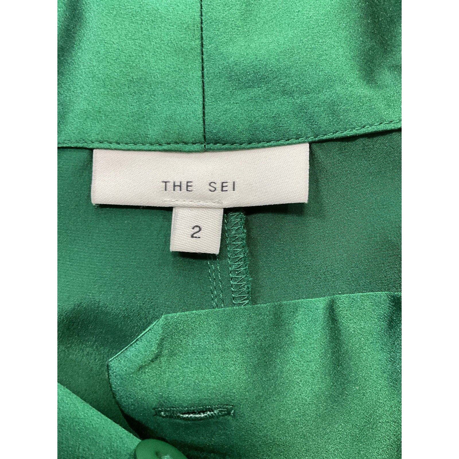 The Sei Wide Leg Green Satin Trouser Size 2