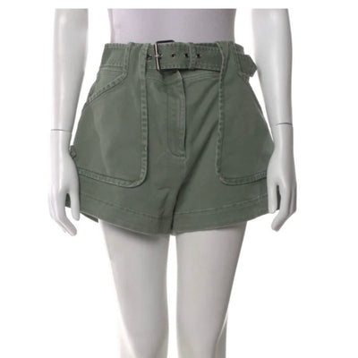 Derek Lam Chic Green Paperbag Belted Shorts Size 00